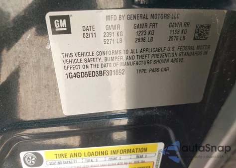2011 Buick Lacrosse Cxl from USA, damaged, VIN 1G4GD5ED3BF301692